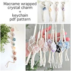 macrame wrapped crystal charm and keychain pattern