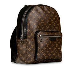 The perfect balance between fashion and function, Louis Vuitton presents their Josh backpack carefully crafted from monogram Macassar canvas. This bag is the ideal accessory for anyone on-the-go. Whether you're travelling, going to work, going to school, or just running errands - this backpack is sure to keep you in style while holding everything you may need. The Josh keeps all your essentials organized and in place with the several interior compartments. It's roomy and lightweight while remaining sleek, stylish and sophisticated. The perfect companion for any active individual, the Josh is a true must-have. SPL Exterior Monogram canvas Black leather handles, top, and lining Silver tone hardware Front zip pocket Louis Vuitton embossed leather logo Top handle Two straps Good condition - si Designer Bookbags, Louis Vuitton Presents, Mad Hat, Going To School, Dior Shoes, Brown Canvas, Leather Logo, Luxe Fashion, Diaper Backpack