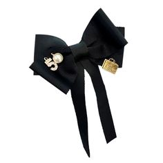 Gorgeous designer fashion-inspired No. 5, charms and pearl. These black bow tie pins look awesome as the top closure on a button-down shirt or worn on a coat, jacket, purse, handbag, or pinned to a hair ribbon. On interior design and home decor projects, I use them on frames, in art, or attached to lamps. […] Classic Black Brooches For Formal Occasions, Classic Black Formal Brooches, Classic Black Lapel Pin For Formal Occasions, Classic Black Pins For Gifts, Elegant Black Brooches For Black Tie Events, Elegant Black Brooches For Black Tie Occasions, Formal Black Brooch With Decorative Bow, Formal Bow Brooch, Formal Brooches With Satin Bow