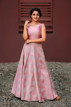 #NikhilaVimal Frocks For Women Wedding, Party Frocks For Women Wedding, Onion Pink Dress, Ball Gowns Princess Fairytale, Pastel Pink Lehenga, Nikhila Vimal, Long Skirt Top Designs, Baby Girl Style, Gowns Princess