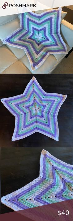 Crochet Star Blanket or Accent Throw Crochet Star Blanket, Crochet Star, Star Blanket, Crochet Stars, Acrylic Yarn, Hand Crafted, Yarn, Stars, Crochet