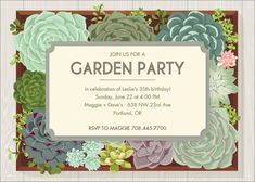 a wedding card with succulents on it