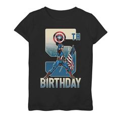 This Girls Marvel Captain America 5th Birthday Tee is the perfect birthday present! Featuring Captain America, the birthday kiddo will love seeing friends and family dressed in this Marvel birthday graphic tee to celebrate their birthday. Black Crewneck JerseyFABRIC & CARE Imported Machine wash - Delicate Cotton Size: Medium. Gender: female. Age Group: kids. Marvel Birthday, Birthday Graphic, Fourth Birthday, Marvel Captain America, Birthday Tee, Black Crewneck, 8th Birthday, 5th Birthday, Captain America