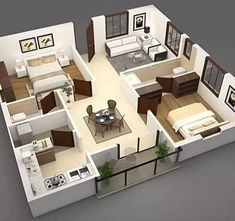 the floor plan of a two bedroom apartment with living room, dining area and kitchen