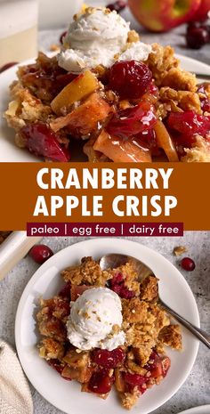 an image of cranberry apple crisp on a plate