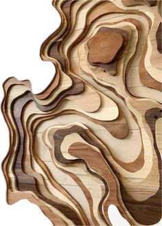 an abstract wood sculpture with wavy shapes