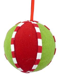 4 Lime/Red Felt Ball Ornament - 84742BA4 - The Wreath Shop Large Christmas Ornaments, Gingerbread Christmas Tree, Wreath Frames, Whimsical Wreaths, Christmas Light Ornament, Wreath Making Supplies, Elf Ornaments, Ribbon On Christmas Tree, Red Ornaments