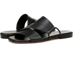 Vince Dylan Slide Sandals Modern Slip-on Sandals With Heel Strap, Chic Slip-on Sandals With Heel Loop, Spring Leather Sandals With Leather Lining, Leather Sandals With Leather Lining For Spring, Modern Single Toe Strap Slides For Summer, Modern Summer Slides With Single Toe Strap, Modern Slides With Single Toe Strap For Summer, Elegant Sandals With Leather Lining For Vacation, Sleek Open Toe Slides For Summer