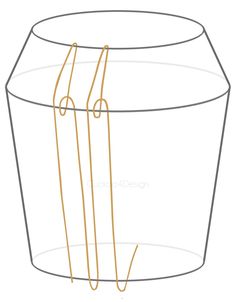 a drawing of a bucket with two handles and wire on the handle, which is attached to