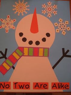 a paper cut out of a snowman with the words no two are alike