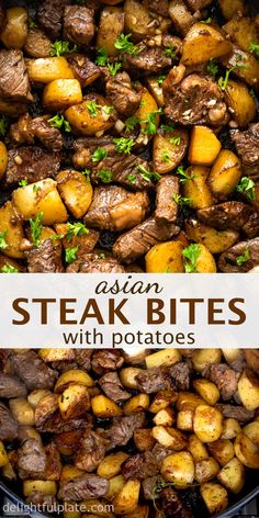 Steak Bites With Potatoes, Steak Bites And Potatoes, Asian Steak, Beef Cubes, Asian Steak Bites, Steak Bites, Crazy Cakes, Health Dinner Recipes, Think Food