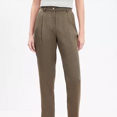 Nwt Loft Tapered Leg Pleated Pants Size 4 New With Tags Color: Green / Gray (Sage) Pleated Cuffed Leg Hem 90% Rayon, 10% Nylon Jumpsuit Trousers, Pleated Pants, Pants Color, Tapered Legs, Green And Grey, Pant Jumpsuit, Loft, Pants For Women, Size 4