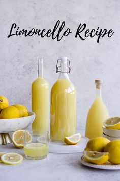 the ingredients for homemade lemonade are displayed on a table