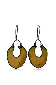 Enameled Earrings - Earrings inspired by the Eldfell Volcano in Iceland. Enameled copper in a variety of captivating colors and shades, some with sparkling cubic zirconia melted into the enamel.<br><br>2.67l, 0.75w. Oxidized sterling silver ear wires.<br><br>To store earrings, wrap in tissue to avoid scratching the enamel. Copper Enamel Jewelry, Enameled Earrings, Store Earrings, Vinyl Display, Ceramic Earrings, Enameled Copper, Artful Home, Enamel Earrings, Enamel Jewelry