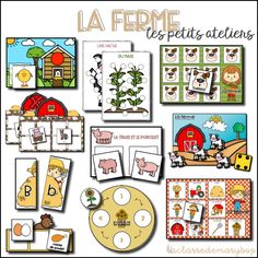 the farm animals and their activities are displayed in this spanish language activity pack for kids