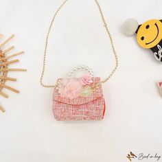 Bird in Bag - Children's cute princess bag pearl girls handbag mini coin accessories package bow crossbody bag Cute Gold Bag, Pink Shoulder Bag With Pearl Handle, Pink Shoulder Bag With Pearl Handle For Fashion, Package Bows, Girls Handbags, Cute Princess, Street Trends, Bird In Bag, Small Flowers