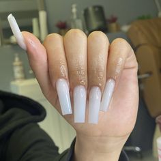 Nut White Nails, Long White Nails, Nail Trend, Colored Acrylic Nails, French Tip Acrylic Nails, Cute Acrylic Nail Designs, Blush Nails, White Nail Polish