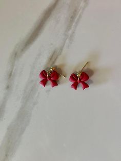 Stainless steel posts Fall Earrings, Oct 1, Hypoallergenic Earrings, Red Bow, Favorite Jewelry, Jewelry Earrings Dangle, Dangle Drop Earrings, Dangle Earrings, Handmade Items