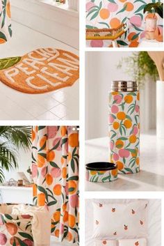 oranges and pinks are featured in this collage