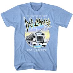 28.99 USD Def Leppard Men's T-Shirt by American Classics Listen to the Hysteria and Euphoria it can only be for the Sheffield rockers Def Leppard! Yeah! They won't leave you High n' Dry as you go On Through the Night! They have sold over 100 million albums worldwide and were inducted in the Rock and Roll Hall of Fame in 2019. Wear some rock nostalgia, this cool Def Leppard graphic t-shirt is vintage style print with a distressed look as if you bought it at an Def Leppard Rock Concert in the… Def Leppard Shirt, Vintage Rock T Shirts, Graphic Tees Vintage, Light Blue Shirts, Vintage Rock, Rock T Shirts, Black Rock, Def Leppard, Concert Tees