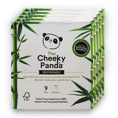 The Cheeky Panda Eco Friendly 3Ply Bamboo Toilet Rolls - Plastic Free Packaging Sensitive Skin, Eco Friendly, Trees