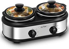 Sunvivi Dual Pot Slow Cooker, 2 Pot Small Mini Crock Buffet Server and Warmer, Upgraded Oval Ceramic Double Pot Buffet Food Warmer Adjustable Temp Glass Lid, Total 2.5 Quarts Oxtail Recipes Crockpot, Triple Slow Cooker, Electric Roaster Ovens, Electric Roaster, Oxtail Recipes, Buffet Servers, Amazon Affiliate Marketing, Kitchen Finds, Buffet Server