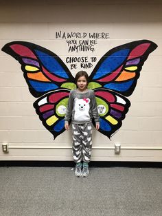 Butterfly Wings Mural, Wings Mural, School Wall Decoration, School Painting, Creation Art, Collaborative Art