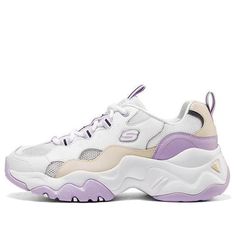 (WMNS) Skechers D'Lites 3.0 low running Shoes GS White/Purple 896008-WLV (SNKR/Casual/Low Top/Women's) Purple Lace-up Running Shoes For Jogging, Purple Lace-up Running Shoes For Sports, Lavender Lace-up Sporty Sneakers, Sporty Purple Lace-up Running Shoes, Purple Lace-up Sneakers For Light Sports, Purple Round Toe Running Shoes For Light Sports, Purple Running Shoes For Light Sports, Purple Breathable Sneakers For Running, Sporty Purple Breathable Running Shoes