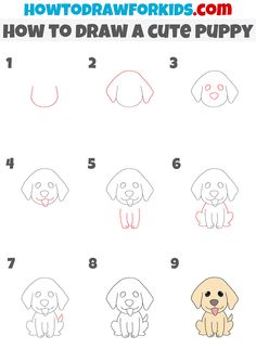 how to draw a cute puppy step by step instructions for kids and beginners with pictures