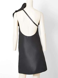 For Sale on 1stDibs - Tom Ford for Gucci, black silk gazar, one shoulder, cocktail dress having an A line silhouette with a ruffled edge across the top and under arm of the Silk One-shoulder Dress For Evening, Silk One Shoulder Dress For Evening, Silk One Shoulder Evening Dress, Silk One Shoulder Dress With Bias Cut, Silk One-shoulder Asymmetrical Dress For Night Out, Evening One-shoulder Bias Cut Dress, Black Dress With Cutaway Shoulders For Party, Black Party Dress With Cutaway Shoulders, Satin One-shoulder Mini Evening Dress