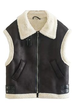 Rugged faux shearling, Open front, Notched lapels, Front zip closure, side pockets, Adjustable belted side tabsModel size small 5'8" 36-26-38 S: Bust 46.4 inches, Top Length 26 inchesM: Bust 48 inches, Top Length 26.7 inchesL: Bust 49.5 inches, Top Length 27 inchesXL: Bust 52 inches, Top Length 27.7 inchesMade In: CHINAFabric Contents: POLYESTER COTTON Teddy Gilet, Vest Style Women, Fur Waistcoat, Fur Vest Women, Chaleco Casual, Faux Shearling Jacket, Vest Coat, Cotton Coat, Sleeveless Jacket