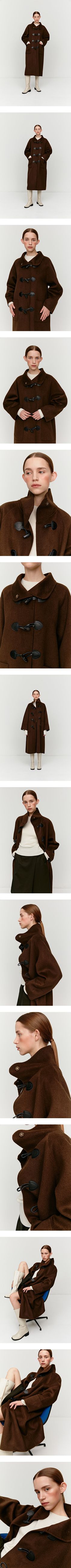 Designer fashion, Seoul-fully created | W Concept Luxury Fall Outerwear With Stand Collar, Chic Brown Long Pea Coat, Chic Long Brown Pea Coat, Brown Turtleneck Outerwear For Fall, Brown Stand Collar Outerwear For Work, Chic Brown Long Wool Coat, Brown Turtleneck Outerwear For Winter, Chic Brown Wool Coat With Buttons, Brown Turtleneck Outerwear For Spring