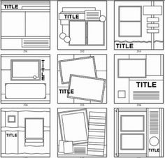 the layouts for an image book are shown in black and white, with different lines