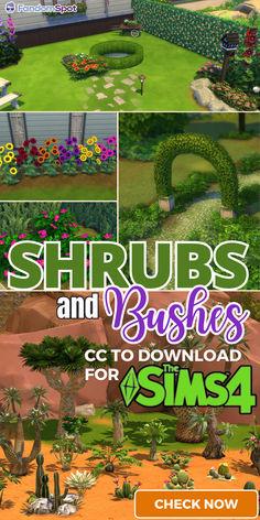 an image of some plants and bushes for the game sims - 4, which is also