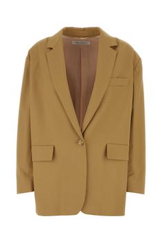 Camel Stretch Cotton Monica Blazer from Max Mara Max Mara Jacket, Camel Blazer, Max Mara Coat, Stylish Blazer, Blazer Designs, Oversized Blouse, Classic Blazer, Womens Blazers, Formal Outfit