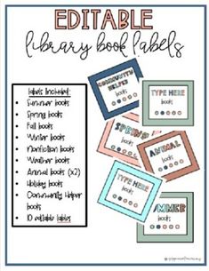 the printable library book labels for children's books