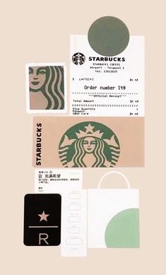 starbucks's gift card and other items are shown in this illustration from the 1990s