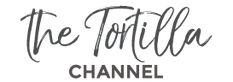 the tortilla channel logo is shown in black and white, with handwritten text