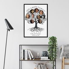 a family tree with four generations hanging on the wall