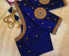 Blue Saree Aari Work Blouse, Blue Aari Blouse Designs, Arri Work Blouse Designs New, Aari Work Blouse Wedding Simple Design, 1500 Aari Work Blouse, Blue Blouse Designs Simple, Maggam Work On Blue Blouse, Dark Blue Aari Work Blouse, Arri Blouse Designs Latest