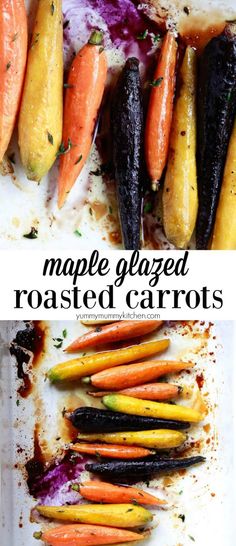 roasted carrots with maple glazed roasted carrots in the middle and on top