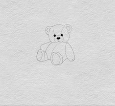 a drawing of a teddy bear sitting on top of a white paper background with the outline of a teddy bear