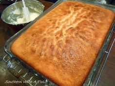 a cake in a pan on a table