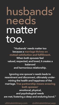 husbands needs matter too Lonely Marriage, Marriage Intimacy, Stronger Marriage, Improve Relationship, Get Over A Breakup, Christian Couple, Better Wife, Over A Breakup, Happy Marriage Tips