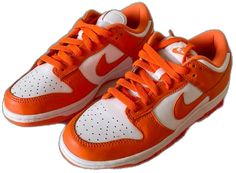 Orange Low-top Skate Shoes With Laces, Classic Nike Custom Sneakers, Classic Nike Custom Sneakers With Laces, Orange Leather Skate Shoes With Laces, Custom Orange Leather Sneakers With Laces, Orange Leather Custom Sneakers, Casual Orange Custom Sneakers With Laces, Classic Orange Sneakers With Rubber Sole, Casual Custom Orange Sneakers With Laces