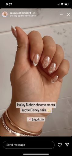 Hidden Mickey Wedding Nails, Disney Inspo Nails Simple, Bridal Disney Nails, Subtle Disney Nails French, Clear Disney Nails, Wedding Disney Nails, Rose Gold Disney Nails, Summer Disney Nails 2024, Classy Disney Nails Simple