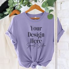 Flat Lay Photography, T Shirt Image, T Shirt Mockup, Yellow T Shirt, Lavender Blue, Tshirt Mockup, Design Program, Shirt Mockup, Blue Tshirt