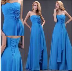 2016 New Pattern Women Strapless Chiffon Sweet Long Masquerade Formal, Wedding Ball Gown, Long Evening Dress, Cocktail Gowns, Bridesmaid Dresses Prom, Ball Gowns Evening, Dress Chiffon