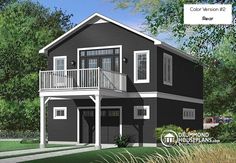 this is an artist's rendering of a two - story house in the woods