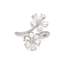 For Sale on 1stDibs - 0.96 Carats of Diamond Rosecut and Round set in Ring made in 18k White Gold Delicate yet bold, this 18k white gold by-pass ring is charming and unique. Luxury Vintage Flower Ring With Rose Cut Diamonds, Rose Cut Diamond Earrings, White Gold Diamond Ring With Flower Accents, White Gold Flower Shape Ring With Brilliant Cut, White Gold Brilliant Cut Ring In Flower Shape, White Gold Flower Diamond Ring In Fine Jewelry Style, Luxury White Gold Flower Ring With Rose Cut Diamonds, White Gold Flower Diamond Ring Fine Jewelry, White Gold Flower Diamond Ring